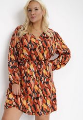 Brązowo-Żółta Sukienka Pudełkowa z Cienkim Wiązaniem w Talii Barbyllis. Brązowe sukienki damskie Born2be, plus size, bez wzorów, z materiału, klasyczne, bez kołnierzyka, plus size, bez ramiączek, midi. Za 129.99 zł.