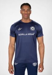 Koszulka fitness męska Gorilla Wear Stratford T-shirt. Niebieskie szorty sportowe męskie GORILLA WEAR, m, bez wzorów, bez kołnierzyka. Za 171.00 zł.