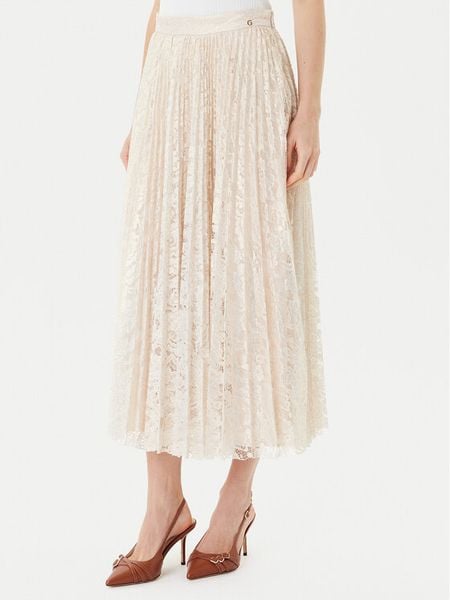 Guess Spódnica midi W5YD1E KCZ90 Złoty Regular Fit. Żółte spódniczki damskie Guess, l, z aplikacjami, z syntetyku, midi. Za 529.99 zł.