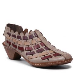 Czółenka Rieker. Brązowe czółenka damskie Rieker, bez wzorów, bez obcasa. Za 299.99 zł.