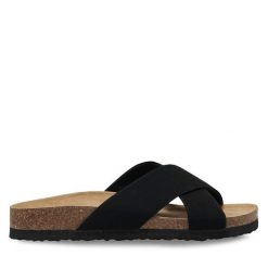 Klapki ONLY Shoes. Czarne klapki damskie ONLY Shoes, bez wzorów, bez obcasa. Za 89.99 zł.