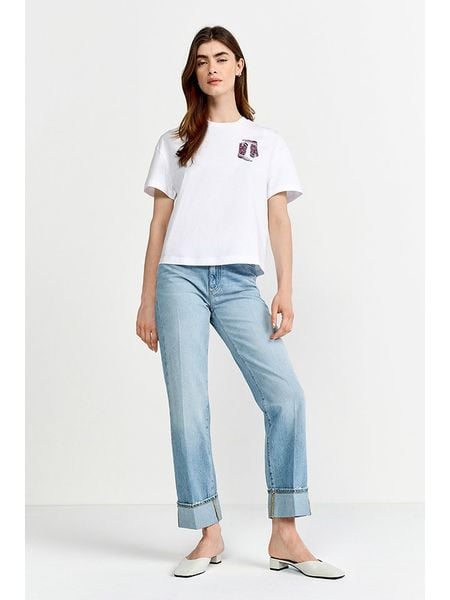 Rich & Royal Koszulka w kolorze białym rozmiar: S. Białe bluzki damskie Rich & Royal, s, bez wzorów, z bawełny, bez kołnierzyka. Za 122.09 zł.