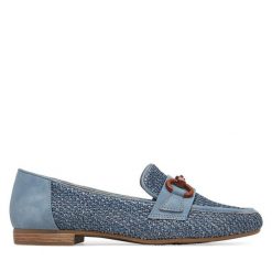 Półbuty Jana. Niebieskie półbuty damskie JANA, bez wzorów, bez obcasa, na płaskiej podeszwie. Za 229.99 zł.