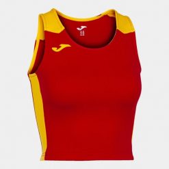 Tank top do biegania damski Joma Record II Crop top. Czerwone topy damskie Joma, l, bez wzorów, bez kołnierzyka. W wyprzedaży za 118.15 zł.