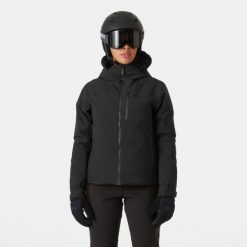 Damska kurtka narciarska Helly Hansen Valdisere 2.0. Czarne kurtki damskie Helly Hansen, na zimę, bez wzorów, bez kaptura. W wyprzedaży za 1,243.50 zł.