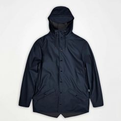 Kurtka RAINS JACKET W3 Niebieski. Niebieskie kurtki damskie Rains, xl, bez wzorów, z materiału, z kapturem. Za 383.55 zł.