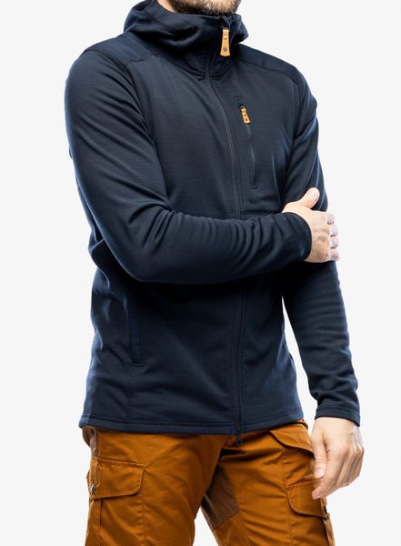 Bluza z kapturem męska Fjallraven Keb Fleece Hoodie. Niebieskie bluzy z kapturem męskie Fjällräven, m, z elastanu. Za 984.49 zł.