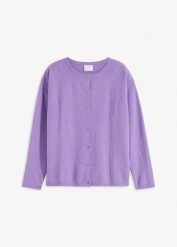Cienki sweter rozpinany. Fioletowe kardigany damskie bonprix, bez wzorów. Za 109.99 zł.
