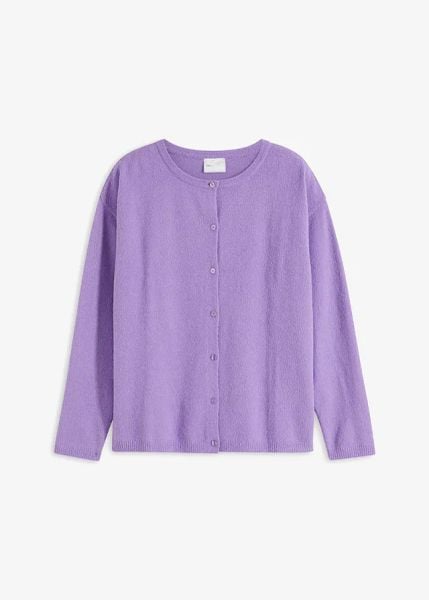 Cienki sweter rozpinany. Fioletowe kardigany damskie bonprix, bez wzorów. Za 109.99 zł.