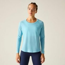 Damska koszulka z długim rękawem do biegania Nimble. Niebieskie bluzki damskie Dare 2b, bez wzorów, z lyocellu, bez kołnierzyka. Za 159.99 zł.