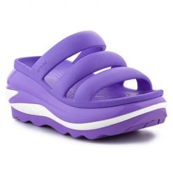 Klapki unisex Crocs Mega Crush Triple Strap. Niebieskie klapki damskie Crocs, bez wzorów, z materiału, bez obcasa. Za 395.00 zł.