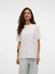 Vero Moda Koszulka "Katrine" w kolorze białym rozmiar: S. Białe bluzki damskie Vero Moda, s, bez wzorów, z bawełny, bez kołnierzyka. Za 52.79 zł.