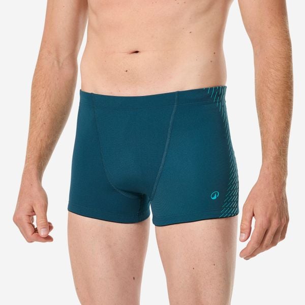 Bokserki pływackie męskie Decathlon Fiti. Niebieskie kąpielówki męskie Decathlon, m, bez wzorów, z materiału, do pływania. Za 69.99 zł.