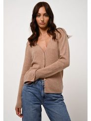 AUTHENTIC CASHMERE Kaszmirowy kardigan "Chalais" w kolorze beżowym rozmiar: M. Brązowe kardigany damskie AUTHENTIC CASHMERE, m, bez wzorów, z kaszmiru. Za 425.06 zł.