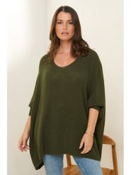Curvy Lady Sweter w kolorze khaki rozmiar: 48/50. Brązowe swetry klasyczne damskie Curvy Lady, z asymetrycznym kołnierzem. Za 106.13 zł.