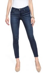 SPODNIE DAMSKIE LEE SCARLETT CROPPED POLISHED INDIGO L30CRKKD 112106385. Niebieskie spodnie materiałowe damskie Lee, bez wzorów, z jeansu. W wyprzedaży za 99.99 zł.