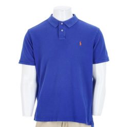 Polo Ralph Lauren koszulka męska z krótkim rękawem. Niebieskie koszulki polo męskie Ralph Lauren, l, bez wzorów, z tkaniny, bez ramiączek. Za 127.76 zł.