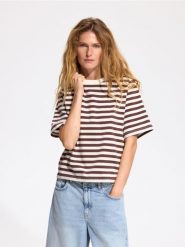 T-shirt z bawełną - wielobarwny. T-shirty damskie Reserved, l, bez wzorów, z bawełny, bez kołnierzyka. Za 59.99 zł.