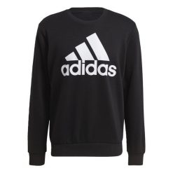 Bluza męska adidas Essentials Sweatshirt. Czarne bluzy bez kaptura męskie Adidas, bez wzorów, sportowe, bez kołnierzyka, bez ramiączek. Za 182.00 zł.
