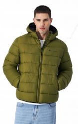 Kurtka na co dzień męska CHAMPION puchowa z kapturem. Zielone kurtki męskie CHAMPION, na zimę, l, bez wzorów, z materiału, eleganckie, z kapturem. Za 419.00 zł.