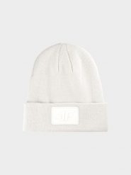 4F Czapka beanie uniseks - biała Uniwersalny. Białe czapki męskie 4f, na zimę, bez wzorów, z syntetyku, klasyczne. W wyprzedaży za 39.99 zł.