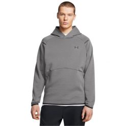 Bluza z kapturem Under Armour Unstoppable Fleece. Szare bluzy sportowe męskie Under Armour, bez wzorów, z materiału, bez kołnierzyka, bez ramiączek. Za 401.10 zł.