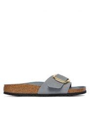 Birkenstock Klapki Madrid Big Buckle Hex 1032090 Szary. Szare klapki damskie Birkenstock, bez wzorów, ze skóry, bez obcasa. Za 549.99 zł.