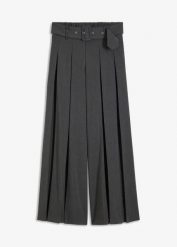 Spodnie Marlena z lejącej mieszanki wiskozy. Szare spodnie materiałowe damskie bonprix, bez wzorów, z wiskozy, eleganckie. Za 179.99 zł.