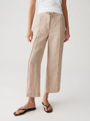 OPUS Lniane spodnie w kolorze beżowym rozmiar: 34. Brązowe spodnie materiałowe damskie Opus, bez wzorów, ze lnu. Za 187.99 zł.