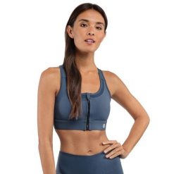 Stanik sportowy fitness damski - Wysokie wsparcie Squat Blue. Niebieskie biustonosze sportowe damskie SIROKO, bez wzorów, z elastanu. Za 127.00 zł.