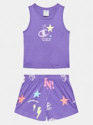 Champion Komplet t-shirt i spodenki 404680 Fioletowy Regular Fit. Fioletowe koszulki dziewczęce CHAMPION, s, bez wzorów, z bawełny, bez ramiączek. Za 89.99 zł.