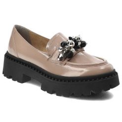 Beżowe Półbuty Armodo Modne Buty Damskie. Brązowe półbuty damskie Armodo, bez wzorów, ze skóry, eleganckie, bez obcasa. Za 409.00 zł.