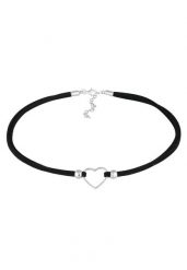 Elli Damski Choker Serce Miłość z welurem czarny ze srebra próby 925 Sterling Silver Naszyjniki 1 ct. Czarne naszyjniki damskie Elli, na co dzień, srebrne. Za 293.99 zł.