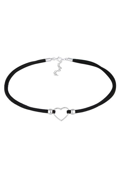 Elli Damski Choker Serce Miłość z welurem czarny ze srebra próby 925 Sterling Silver Naszyjniki 1 ct. Czarne naszyjniki damskie Elli, na co dzień, srebrne. Za 293.99 zł.