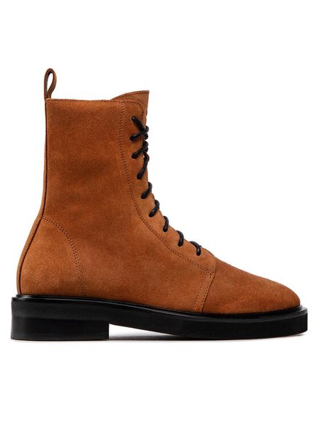 Simple Trzewiki SL-34-02-000075 Brązowy. Brązowe botki damskie Simple, ze skóry, bez obcasa, na płaskiej podeszwie, bez zapięcia. Za 349.99 zł.