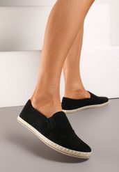 Czarne Tenisówki Espadryle Slip On Na Płaskiej Podeszwie Liodelia. Czarne espadryle damskie Born2be, bez wzorów, z jeansu, bez obcasa, na płaskiej podeszwie. Za 59.99 zł.