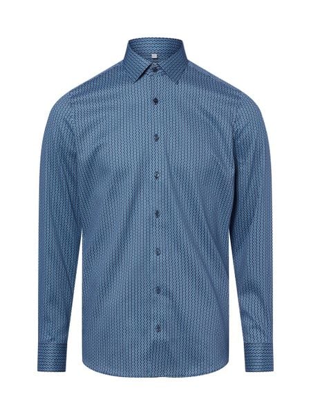 Olymp Level Five Koszula łatwa w prasowaniu Mężczyźni Slim Fit Bawełna niebieski, 42. Niebieskie koszule męskie Olymp Level Five, m, bez wzorów, z bawełny, bez kołnierzyka, bez ramiączek. Za 329.95 zł.