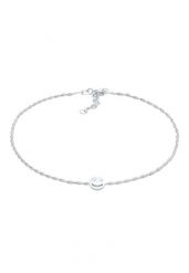 Elli Damska bransoletka na kostkę z uśmiechniętą zawieszką i kryształkami ze srebra próby 925 Bransoletki na nogę 1 ct Damski. Bransoletki damskie Elli, srebrne. Za 293.99 zł.