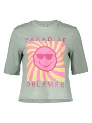 ONLY Koszulka w kolorze miętowym rozmiar: S. Zielone bluzki damskie Only, s, bez wzorów, z bawełny, bez kołnierzyka, bez ramiączek. Za 43.99 zł.