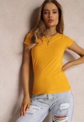 Żółty T-shirt Ariema. Żółte t-shirty damskie Renee, l, bez wzorów, z dzianiny, bez kołnierzyka. Za 24.99 zł.