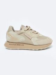 Buty damskie sportowe ze skóry naturalnej beżowe OO274564 801. Brązowe buty sportowe na co dzień damskie Big Star, bez wzorów, z materiału, trekkingowe. W wyprzedaży za 279.99 zł.