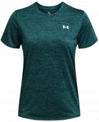 Koszulka treningowa damska Under Armour Tech. Zielone bluzki sportowe damskie Under Armour, xs, z materiału, bez kołnierzyka, bez ramiączek. Za 113.99 zł.