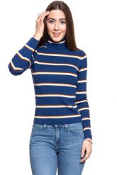 DAMSKI SWETER WRANGLER TURTLE NECK BLUE DEPTHS W8N0PWXJY 112132401. Niebieskie swetry klasyczne damskie Wrangler, xs, bez kołnierzyka. W wyprzedaży za 69.99 zł.