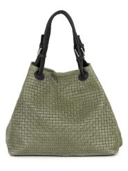 Lucca Baldi Skórzana torebka "Fosdinovo" w kolorze zielono-czarnym - 45 x 37 x 15 cm rozmiar: onesize. Czarne torebki klasyczne damskie Lucca Baldi, bez wzorów, z materiału, bez dodatków. Za 295.99 zł.