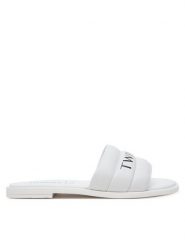 TWINSET Klapki 251GCJ040 Biały. Białe klapki damskie Twinset, bez wzorów, ze skóry, bez obcasa. Za 599.99 zł.