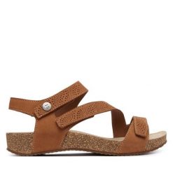 Sandały Josef Seibel. Brązowe sandały damskie Josef Seibel, bez wzorów, bez obcasa, na płaskiej podeszwie. Za 439.99 zł.