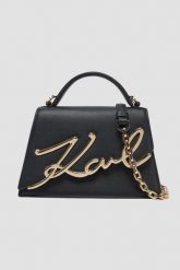 KARL LAGERFELD Czarna torebka K/signature 2.0. Czarne listonoszki damskie Karl Lagerfeld, bez wzorów, ze skóry, bez dodatków. W wyprzedaży za 1,229.99 zł.