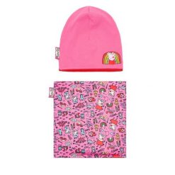 Komplet czapka i komin Peppa Pig. Czerwone szaliki dziecięce peppa pig, bez ramiączek. Za 59.99 zł.