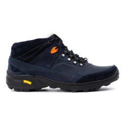 Olivier Buty męskie zimowe 139GT granatowe niebieskie. Niebieskie buty trekkingowe męskie na zimę, bez zapięcia. Za 408.14 zł.