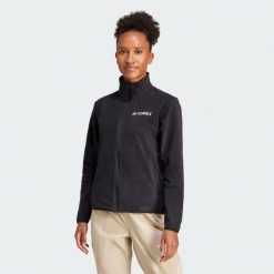 Kurtka Multi Essentials Full-Zip Fleece. Czarne kurtki damskie Adidas, l, bez wzorów, z materiału, bez kaptura. Za 219.00 zł.